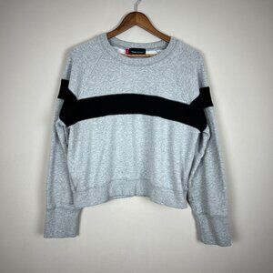 Misha Nonoo Memphis Sweatshirt Womens XXL Gray Black Combo Cropped Raglan Sleeve